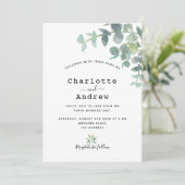 Greenery eucalyptus white elegant bruiloft kaart (Staand voorkant)
