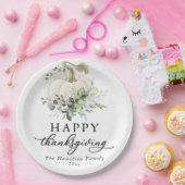 Greenery Eucalyptus White Pumpkin Thanksgiving Papieren Bordje (Feest)