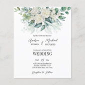 Greenery eucalyptus white roses trouwuitnodiging (Voorkant)