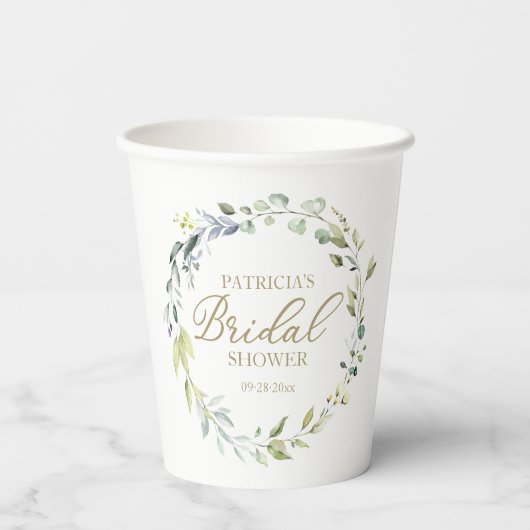 Greenery Eucalyptus Wreath Vrijgezellenfeest Papieren Bekers (Achterkant)