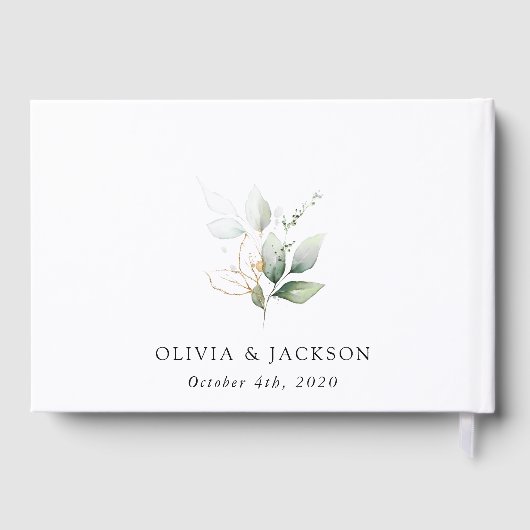 Greenery, Eucalyptusbladeren, botanische bruiloft Gastenboek (Achterkant)