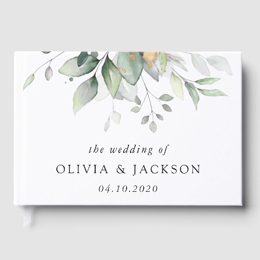 Greenery, Eucalyptusbladeren, botanische bruiloft Gastenboek (Voorkant)