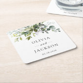 Greenery, Eucalyptusbladeren, botanische bruiloft Vierkante Kartonnen Onderzetter (Schuin)