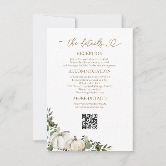 Greenery Fall Wedding Details Behuizing Kaarten (Voorkant)