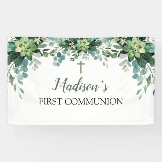 Greenery First Communion Banner backdrop (Horizontaal)