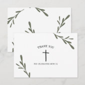 Greenery First Communy Girl Boy Bedankkaart (Voorkant / Achterkant)