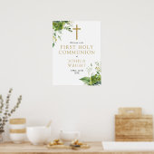 Greenery First Heilige Communie Welkomstteken Poster (Keuken)