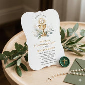 Greenery First Holy Communion Invitation