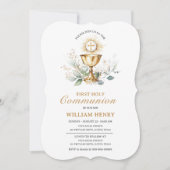 Greenery First Holy Communion Invitation  Kaart (Voorkant)