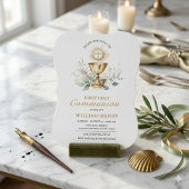 Greenery First Holy Communion Invitation  Kaart