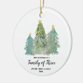Greenery First Kerstmis als familie van drie Keramisch Ornament (Links)