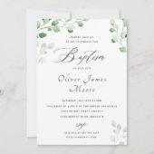 Greenery Floral Baptism Invitation Kaart (Voorkant)