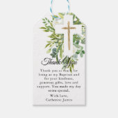 Greenery Floral Botanical Cross Elegant Baptisme Cadeaulabel (Voorkant)