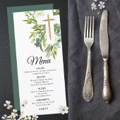 Greenery Floral Botanical Cross Elegant Baptisme Menu
