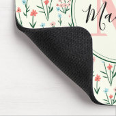 Greenery Floral Botanical Flowers Pink Monogram Muismat (Hoek)