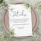 Greenery Floral Elegant Script Wedding Details Informatiekaartje