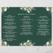 Greenery Floral Emerald Trifold Wedding Program Flyer (Achterkant)
