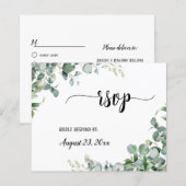 Greenery Floral Eucalyptus Wedding RSVP Antwoord (Voorkant / Achterkant)