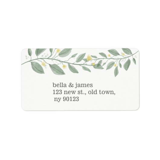 Greenery Floral Minimalist Address Label (Voorkant)