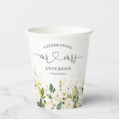 Greenery Floral Mr. en Mrs Heart Script Wedding Papieren Bekers (Voorkant)