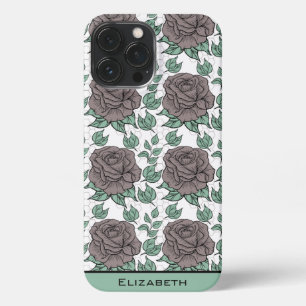 Greenery floral Patroon big blossom gepersonalisee iPhone 13 Pro Max Hoesje