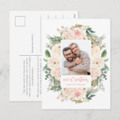 Greenery Floral Photo Merry Kerstmis Briefkaart (Voorkant / Achterkant)