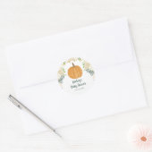Greenery Floral Pumpkin Herfst Baby shower Ronde Sticker (Envelop)