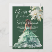 Greenery Floral Quinceañera Spanish Invitation (Devant)