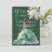 Greenery Floral Quinceañera Spanish Invitation (Debout devant)