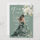 Greenery Floral Quinceañera Spanish Invitation (Devant)