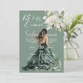 Greenery Floral Quinceañera Spanish Invitation (Debout devant)