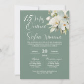 Greenery Floral Quinceañera Spanish Invitation (Devant)