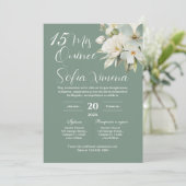 Greenery Floral Quinceañera Spanish Invitation (Debout devant)