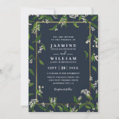 Greenery Floral Rustic Elegant QR Code Wedding Kaart (Voorkant)