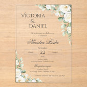 Greenery Floral wedding Acryl invitation Spanish (Recto)