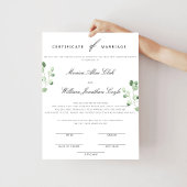 Greenery Floral Wedding Certificate of Marriage Poster