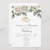 Greenery floral Wedding invitation (Devant / Derrière)