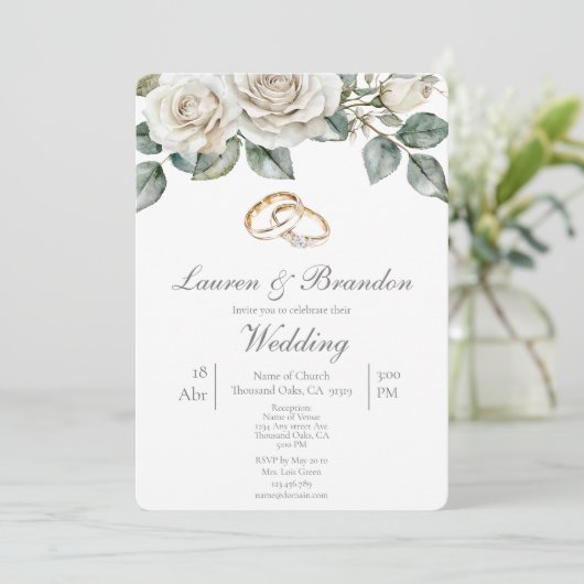 Greenery floral Wedding invitation (Debout devant)
