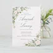 Greenery Floral Wedding Invitation Background (Debout devant)