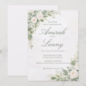 Greenery Floral Wedding Invitation Background (Devant / Derrière)