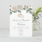 Greenery floral Wedding invitation Kaart (Staand voorkant)