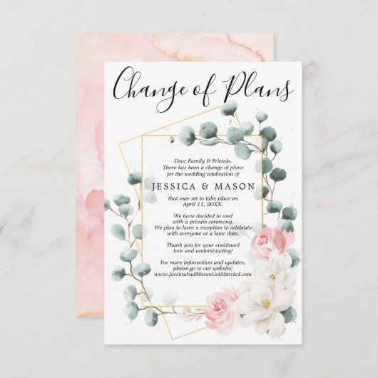 Greenery Floral Wedding uitgesteld Kaart (Voorkant / Achterkant)