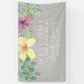 Greenery Floral Wedding Welcome Spandoek (Verticaal)