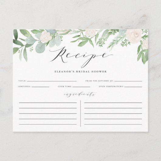 Greenery Florals Grey Vrijgezellenfeest Recipe Kaa Briefkaart (Voorkant)