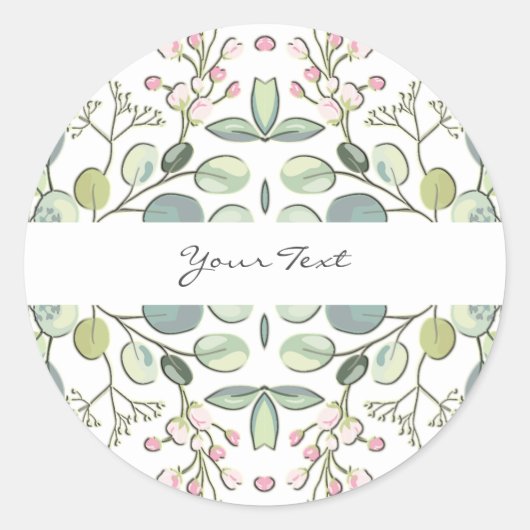 Greenery Flowers Classic Round Sticker (Voorkant)