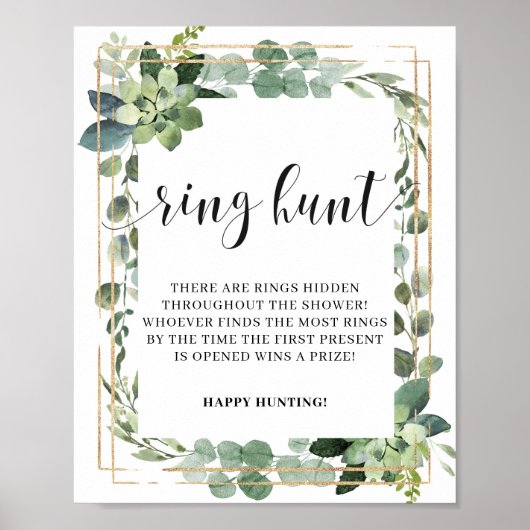 Greenery Folaige Eucalyptus Ring Hunt Game Sign Poster (Voorkant)