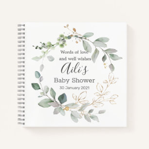Greenery foliage Baby shower Guest Book Notitieboek