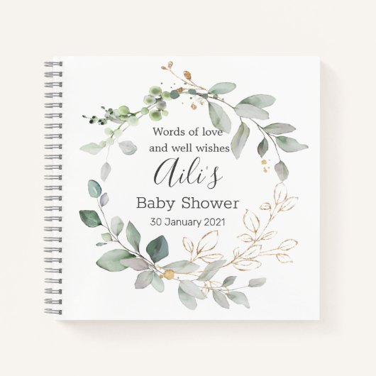 Greenery foliage Baby shower Guest Book Notitieboek (Voorkant)