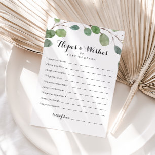Greenery Foliage Baby shower Hopes & Wishes Kaart