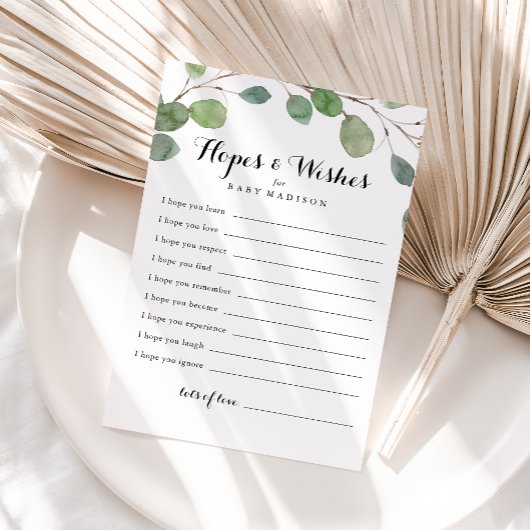 Greenery Foliage Baby shower Hopes & Wishes Kaart